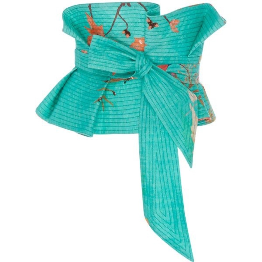 Johanna Ortiz Turquoise Floral Tie-Waist Belt